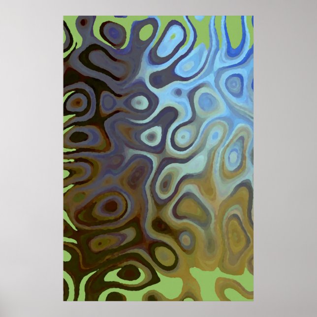 Affiche Marbre Slick Métallique Bleu Vert (Devant)