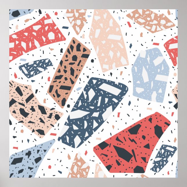 Affiche Marbre sol Terrazzo sans couture motif dessinée à  (Devant)