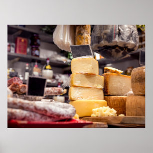 Affiche Marché alimentaire italien avec fromage et peppero