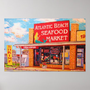 Affiche "Marché atlantique de fruits de mer de plage "