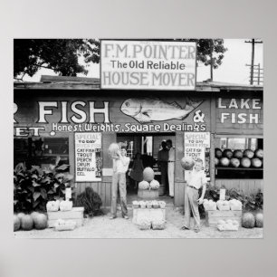 Affiche Marché au bord de la route, 1936. Photo ancienne