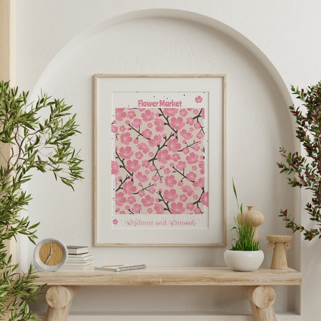 Affiche Marché aux fleurs (framed wall art on a wall
)