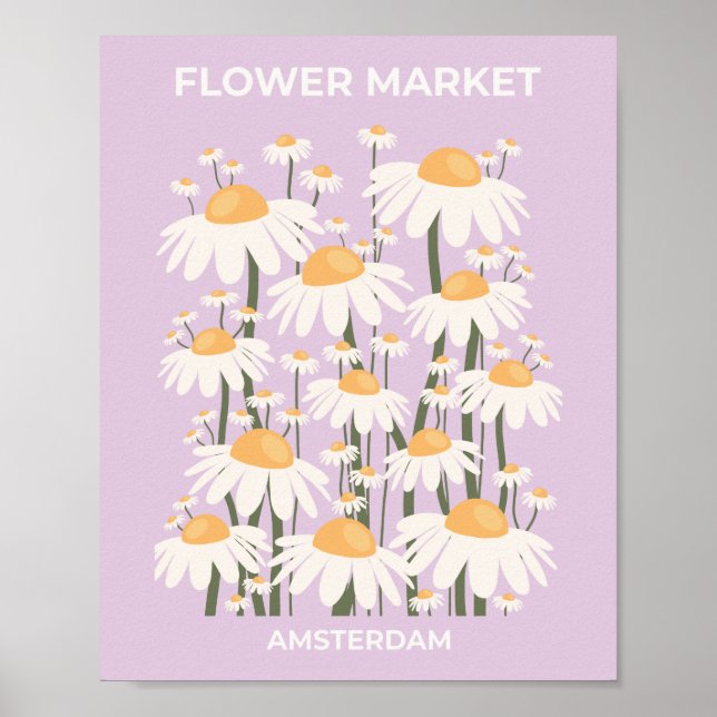 Affiche Marché aux fleurs Amsterdam Abstrait Retro Daisies (Devant)