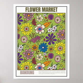 Affiche Marché aux fleurs Asie du Sud-Est Bandung