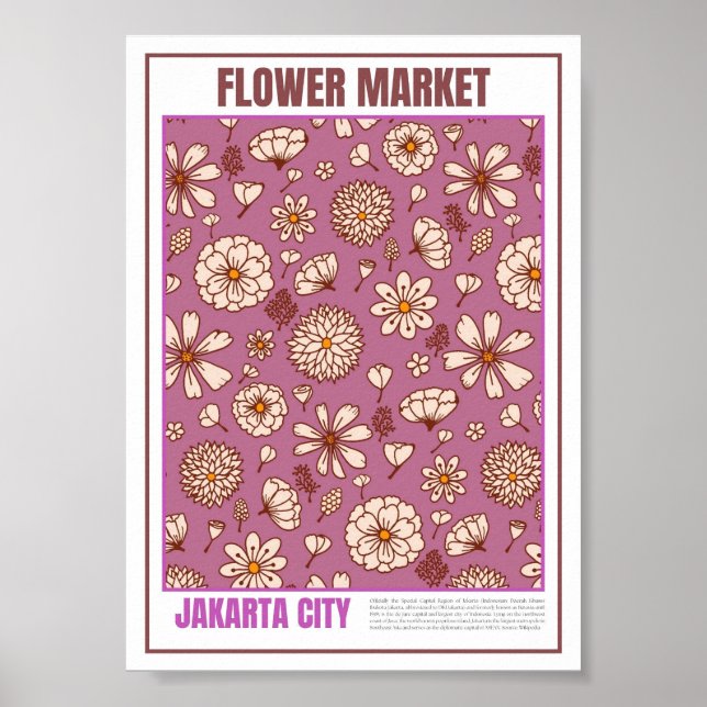 Affiche Marché aux fleurs Asie du Sud-Est Jakarta (Devant)