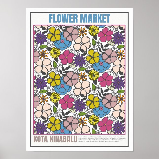 Affiche Marché aux fleurs Asie du Sud-Est Kota Kinabalu (Devant)
