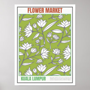 Affiche Marché aux fleurs Asie du Sud-Est Kuala Lumpur