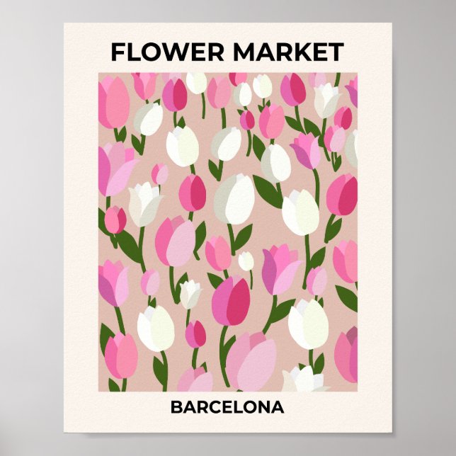 Affiche Marché aux fleurs Barcelone Pastel Tulips rose (Devant)