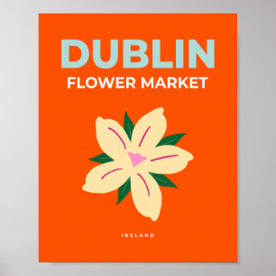 Affiche Marché aux fleurs de Dublin Orange Cute Preppy Flo