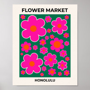 Affiche Marché aux Fleurs Honolulu Décor Moderne Fleurs Ré