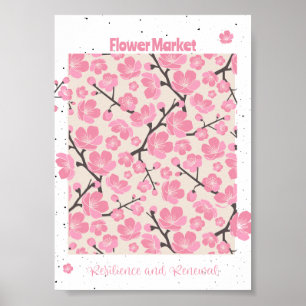 Affiche Marché aux fleurs japonaises