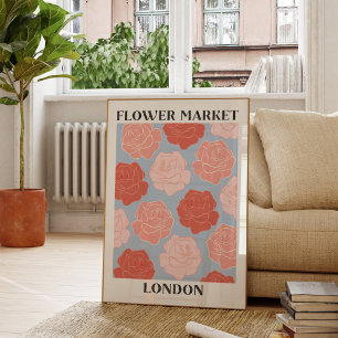 Affiche Marché aux fleurs Londres Rose rose pâle Roses Flo