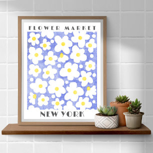 Affiche Marché aux fleurs mignonette Rétro Daisy Jaune ble