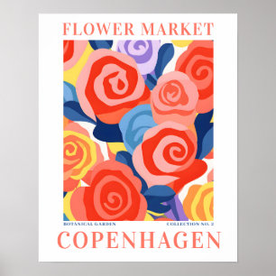 Affiche Marché aux fleurs moderne Copenhague Fleurs botani