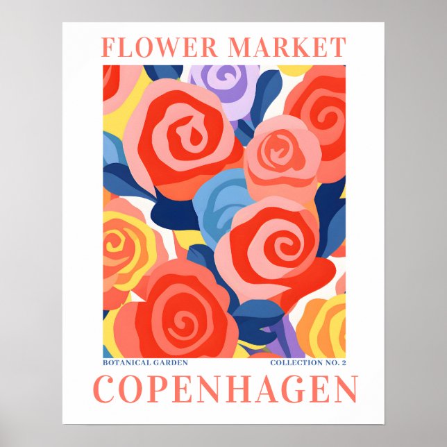 Affiche Marché aux fleurs moderne Copenhague Fleurs botani (Devant)