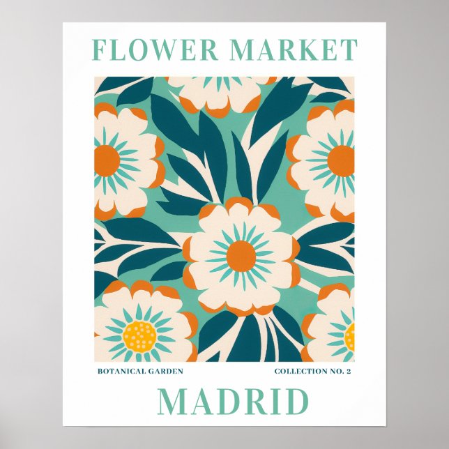 Affiche Marché aux fleurs moderne Madrid Fleurs botaniques (Devant)