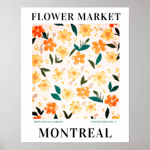 Affiche Marché aux fleurs moderne Montréal Fleurs botaniqu