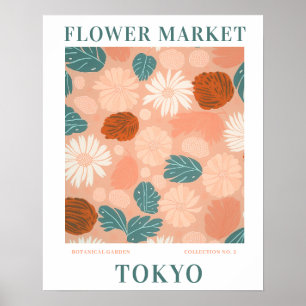 Affiche Marché aux fleurs moderne Tokyo Fleurs botaniques
