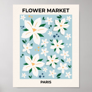 Affiche Marché aux Fleurs Paris Retro Floral Moderne Décor
