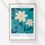 Affiche Marché aux Fleurs Retro Lisbonne Fleurs Abstraites<br><div class="desc">Ajoutez une touche de charme méditerranéen à votre décor avec l'affiche "Retro Flower Market Lisbon Abstrait Flowers Poster". Cette pièce élégante présente un design raffiné avec "Marché aux Fleurs" et "Lisbonne" rendu en typographie d'inspiration vintage. L'oeuvre présente un agencement captivant de fleurs blanches aux feuilles bleus profonds, dressé contre un...</div>