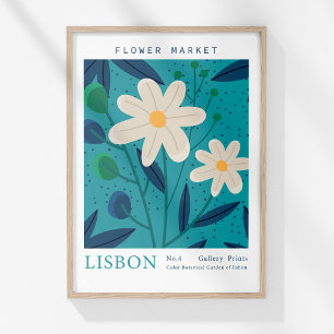 Affiche Marché aux Fleurs Retro Lisbonne Fleurs Abstraites