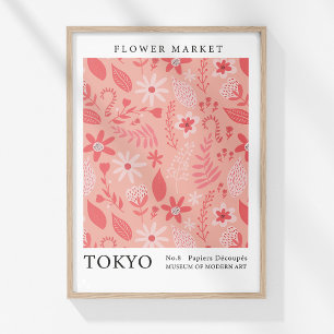 Affiche Marché aux fleurs rétro Tokyo Fleurs Abstraites ro