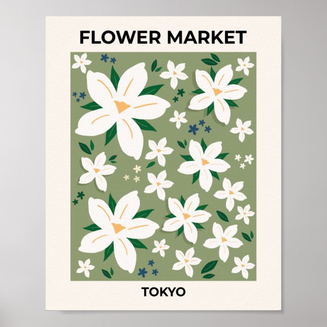 Affiche Marché aux fleurs Tokyo Moderne Floral Décor (Devant)