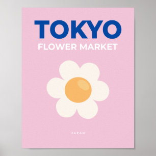 Affiche Marché aux fleurs Tokyo rose Abstrait Floral
