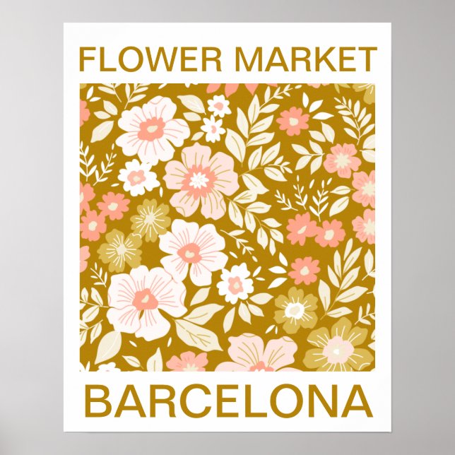 Affiche Marché aux fleurs vintage Barcelone (Devant)