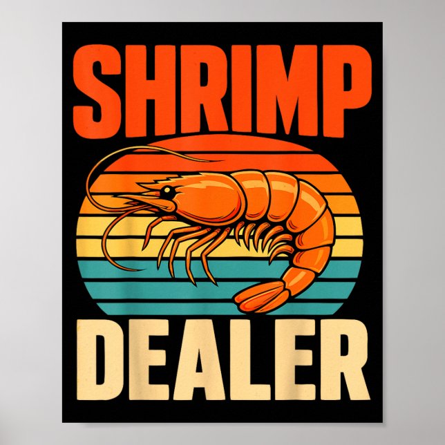 Affiche Marché aux fruits de mer vintage crevettes (Devant)