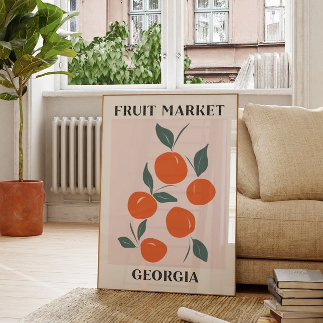 Affiche Marché aux fruits Géorgie Pêche à l'orange (In situ Living room)