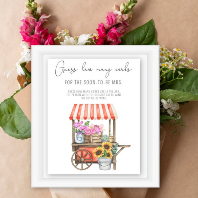 Affiche Marché de fleurs Baby Shower Combien de bouchons  (Créateur téléchargé)