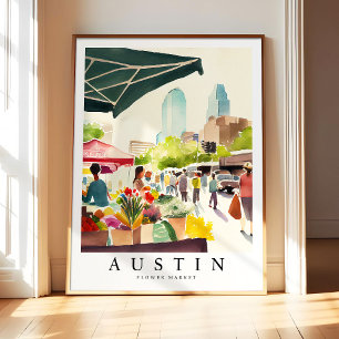 Affiche Marché de fleurs d'Austin Peinture à l'aquarelle A