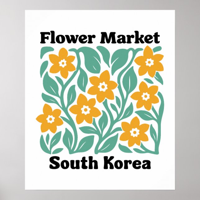 Affiche Marché de fleurs de Corée du Sud Fleurs jaunes Flo (Devant)