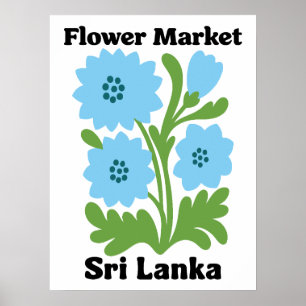 Affiche Marché de fleurs de Sri Lanka Blue Water Lily Trop