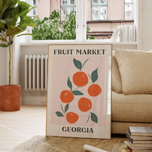 Affiche Marché de fruits Géorgie Orange Pêche Nourriture