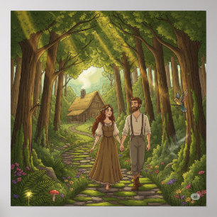 Affiche Marche de la forêt de Cottagecore
