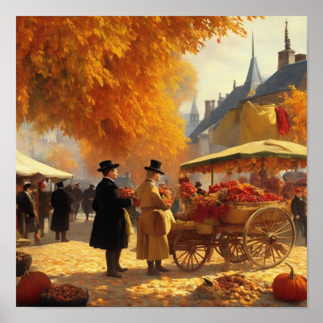 Affiche Marché de Paris en automne (Devant)