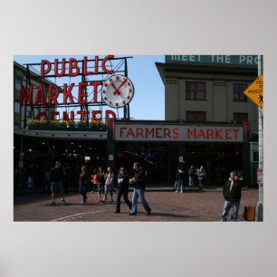 Affiche Marché de place de Pike, Seattle Washington