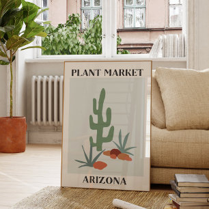 Affiche Marché de plantes Arizona Green Desert Saguaro Cac
