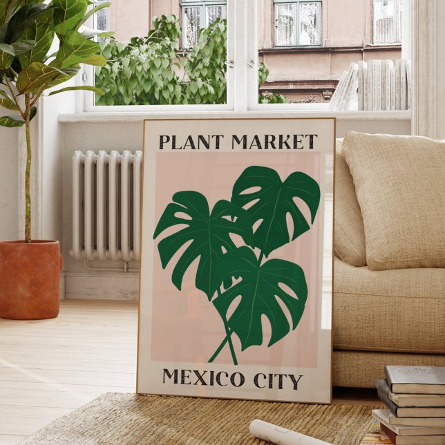 Affiche Marché de plantes Mexico Vert Monstera Plante d'in (In situ Living room)