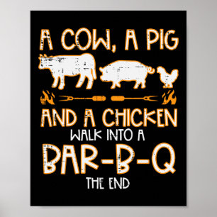 Affiche Marche de poulet de porc de vache R B Q Bbq Rbecue
