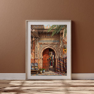 Affiche Marché de Souk à Marrakech Porte d'Art Marocain