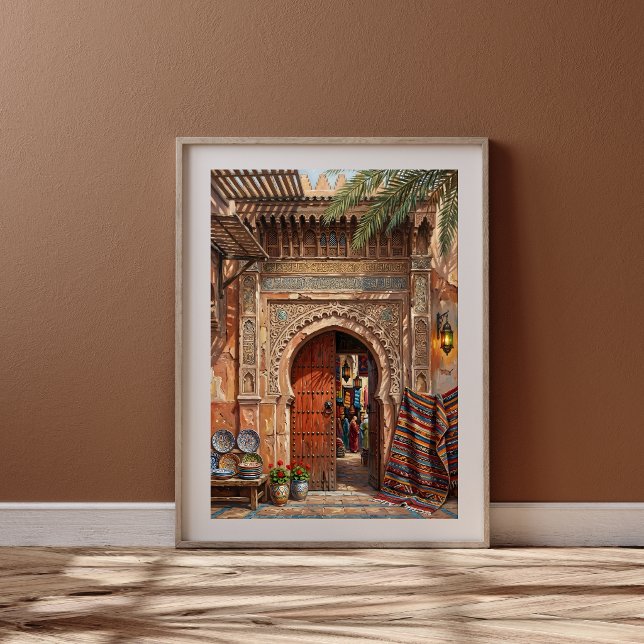 Affiche Marché de Souk à Marrakech Porte d'Art Marocain (Créateur téléchargé)
