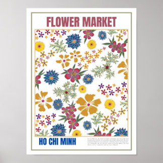 Affiche Marché des fleurs Asie du Sud-Est Ho Chi Minh