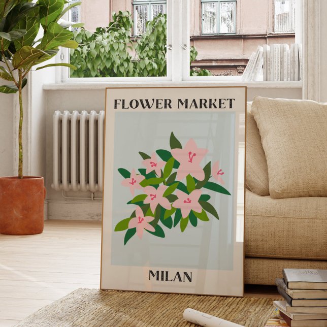 Affiche Marché des Fleurs Milan Lily Fleur Rose Floral (In situ Living room)