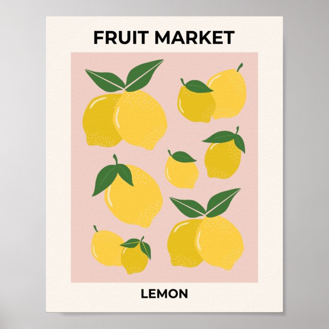 Affiche Marché des fruits Citron Imprimer Aliments moderne (Devant)