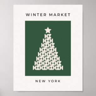 Affiche Marché d'hiver 07 Vintage Green Christmas Tree