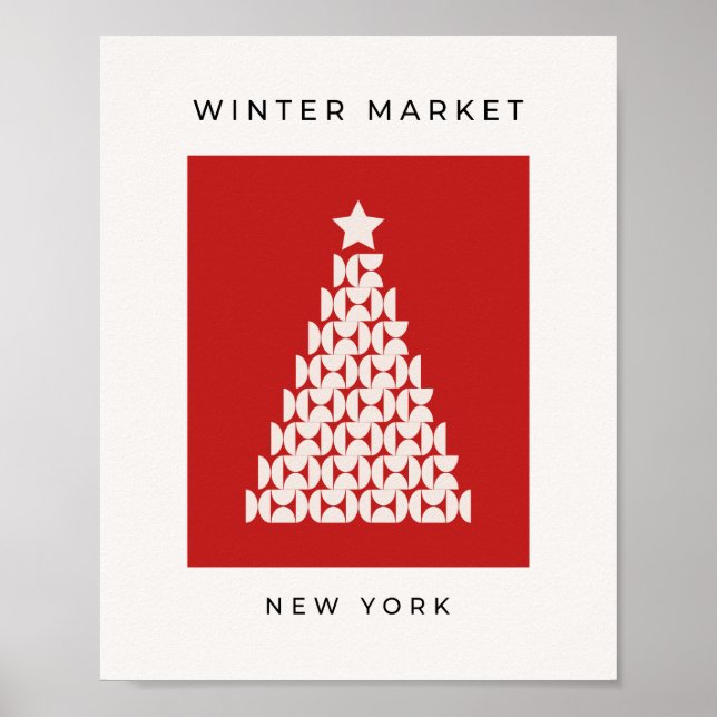 Affiche Marché d'hiver 08 Vintage Red Christmas Tree (Devant)
