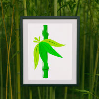 Marche en bambou vert avec Feuilles tropicaux